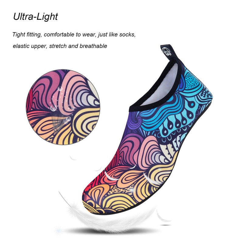 WateLves Water Shoes for Womens Mens Barefoot Quick-Dry Aqua Socks for Beach Swim Surf Yoga Exercise Camping Must Haves (Flower Gradient, 38/39) - Image 3